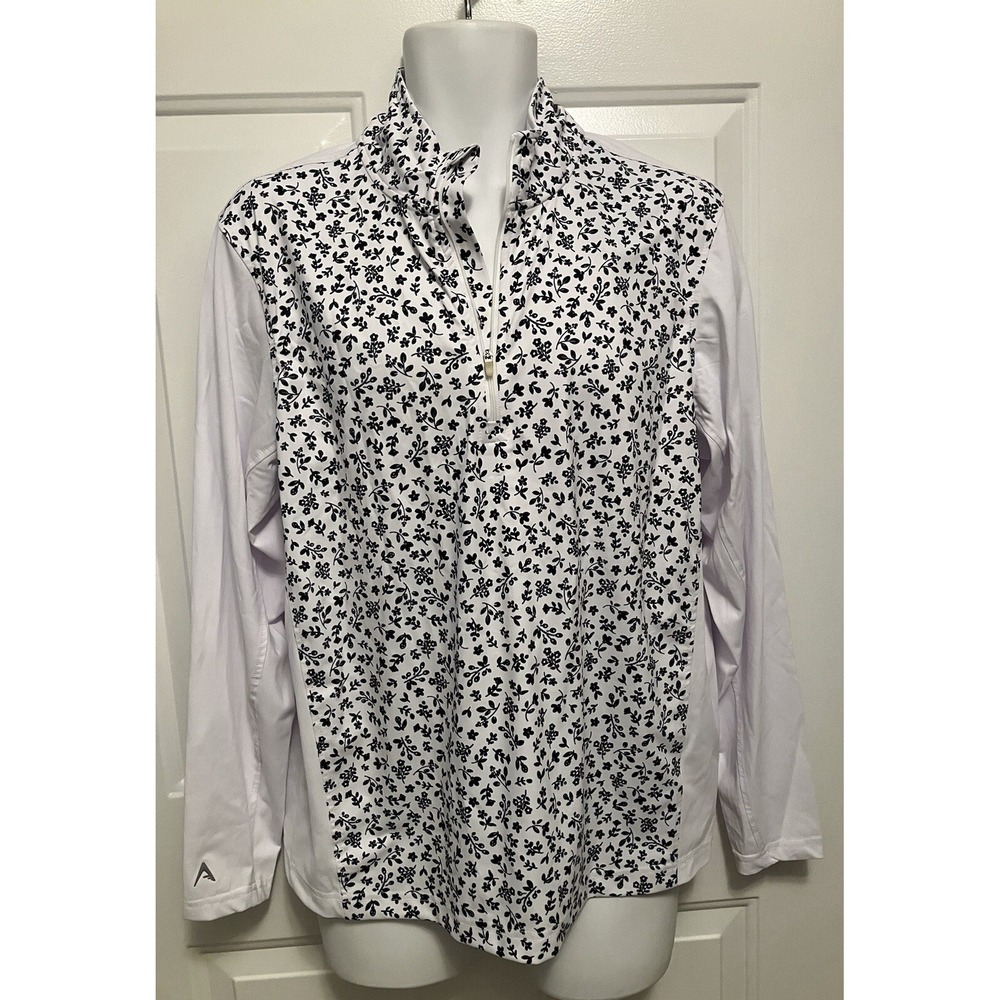 ANTIGUA Men’s NWT 1/4 Zip Golf Pullover Medium‎ White Black Floral Women's Large